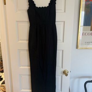Posse Black Scallop-Edge Maxi Dress